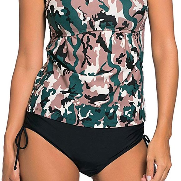 Women's 2pcs Swing Tankini Top Swimsuit Swimdress - Picture 7 of 7